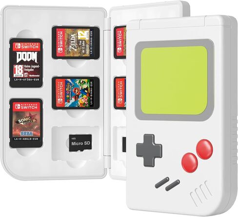 حافظة بطاقات الألعاب الذكية من Leyu لجهاز Nintendo Switch OLED & Switch Lite، 10 بطاقات فتحات و10 حامل تخزين بطاقات الذاكرة MircoSD، حجم صغير نحيف ومحمول (أبيض) in Saudi Arabia