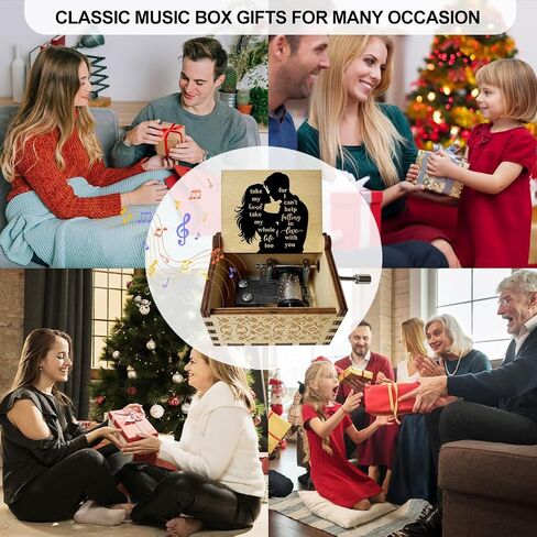 Relationship Gifts To My Love Things for Boyfriend Wood Music Boxes Romantic Gifts for Her Birthday Gifts for wife Vintage Hand Crank Wooden Music Box for Girlfriend Birthday Gifts - JRM649 in Kuwait