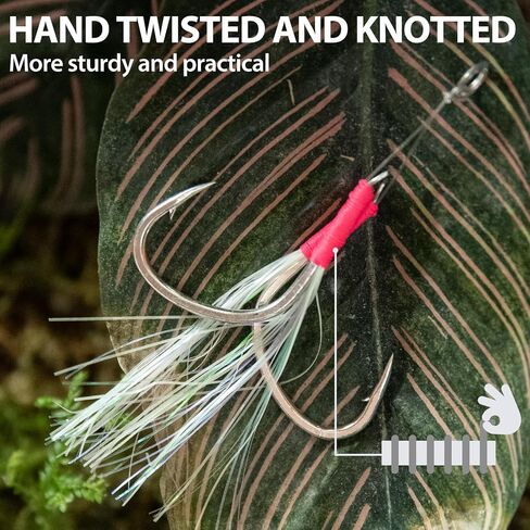 Goture Fishing Assist Hooks, Glow Jigging Hooks Double Assist Hooks Kit, Jig Hooks Saltwater, Assist Fishing Hooks for Slow Pitch Jigs Fast Fall Jigs Vertical Jigging Lures in Saudi Arabia