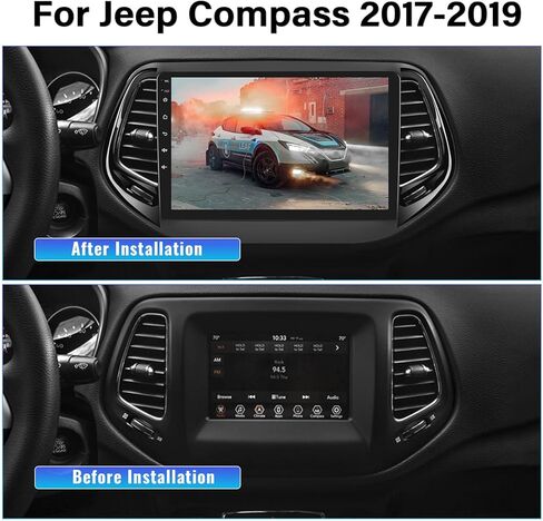 ستيريو سيارة 2G+64G Android 13 لسيارة Jeep Compass 2017-2020 مع Carplay Android Auto، شاشة لمس 9 بوصات راديو السيارة Jeep Compass مع وصلة مرآة WiFi/GPS ملاحة بلوتوث FM/RDS SWC+كاميرا خلفية in Kuwait