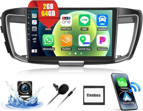 2G 64G Car Stereo for Honda Accord 9th 2.4L 2013 2014 2015 Android 13 Head Unit with CarPlay Android Auto 10.1" Touch Screen Car Radio with Bluetooth GPS Navigation WiFi FM HD Backup Camera + Canbus in Saudi Arabia