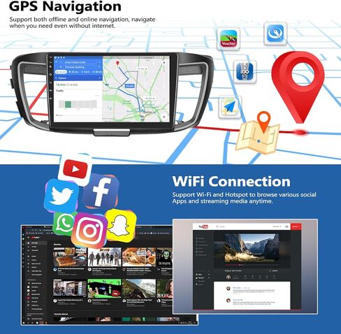 2G 64G Car Stereo for Honda Accord 9th 2.4L 2013 2014 2015 Android 13 Head Unit with CarPlay Android Auto 10.1" Touch Screen Car Radio with Bluetooth GPS Navigation WiFi FM HD Backup Camera + Canbus in Saudi Arabia