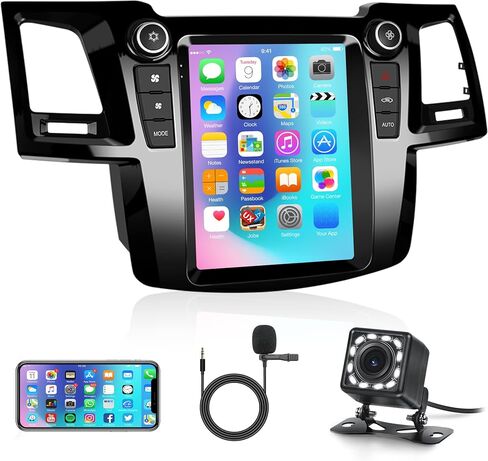 Radio for Toyota Fortuner Hilux 2005 2006 2007 2008 2009 2010 2011 2012 2013 2014 Android 13 Car Stereo with GPS Navigation, Rimoody 9.7 Inch Touch Screen Mirror Link Bluetooth FM WiFi Backup Camera in Kuwait