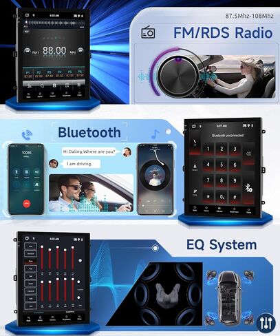 Radio for Toyota Fortuner Hilux 2005 2006 2007 2008 2009 2010 2011 2012 2013 2014 Android 13 Car Stereo with GPS Navigation, Rimoody 9.7 Inch Touch Screen Mirror Link Bluetooth FM WiFi Backup Camera in Kuwait