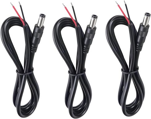 3PCS Long 1M/3.3FT 18AWG DC Power 5.5mm x 2.1mm Barrel Male Plug Connector to Pigtail Cable,7A DC 5521 Extension Open End Cord for Surveillance Camera Cables,LED Strip Light in Saudi Arabia