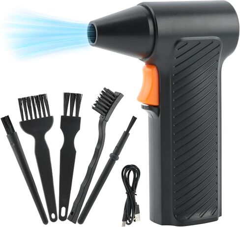 EMVANV منفضة الهواء المضغوط، منفاخ هواء كهربائي 110000 دورة في الدقيقة لرش الهواء من الغبار عن لوحة المفاتيح، منفضة هواء قابلة لإعادة الشحن للكمبيوتر/الكمبيوتر/Blaste-r/الإلكترونيات/تنظيف المنزل (أسود) in Kuwait