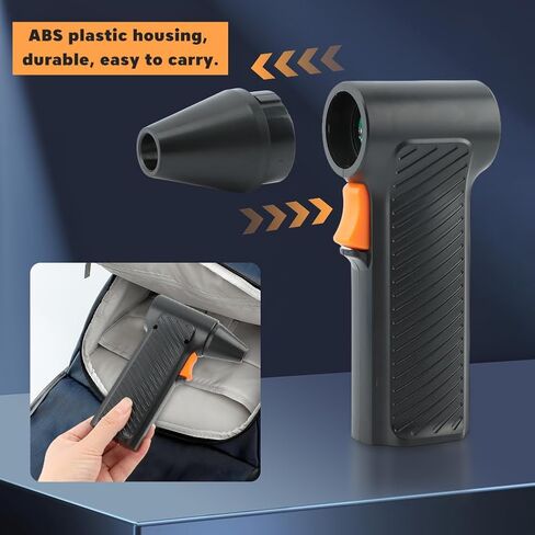 EMVANV منفضة الهواء المضغوط، منفاخ هواء كهربائي 110000 دورة في الدقيقة لرش الهواء من الغبار عن لوحة المفاتيح، منفضة هواء قابلة لإعادة الشحن للكمبيوتر/الكمبيوتر/Blaste-r/الإلكترونيات/تنظيف المنزل (أسود) in Kuwait