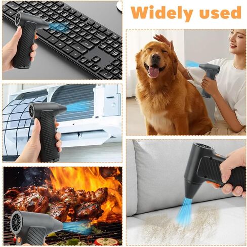 EMVANV منفضة الهواء المضغوط، منفاخ هواء كهربائي 110000 دورة في الدقيقة لرش الهواء من الغبار عن لوحة المفاتيح، منفضة هواء قابلة لإعادة الشحن للكمبيوتر/الكمبيوتر/Blaste-r/الإلكترونيات/تنظيف المنزل (أسود) in Kuwait
