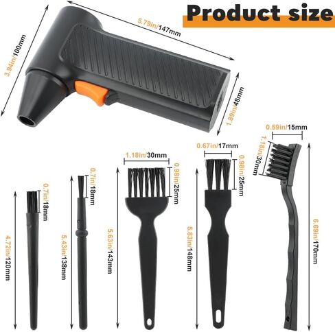 EMVANV منفضة الهواء المضغوط، منفاخ هواء كهربائي 110000 دورة في الدقيقة لرش الهواء من الغبار عن لوحة المفاتيح، منفضة هواء قابلة لإعادة الشحن للكمبيوتر/الكمبيوتر/Blaste-r/الإلكترونيات/تنظيف المنزل (أسود) in Kuwait