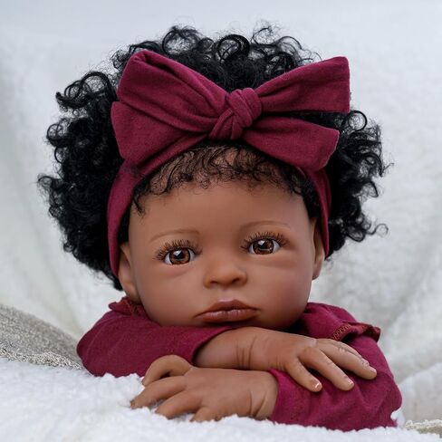 BABESIDE Lifelike Reborn Baby Dolls Daisy Black Girl - 20 بوصة جسم ناعم واقعي - دمى أطفال حديثي الولادة مصنوعة يدويًا من الحياة الحقيقية مع ملابس ولعبة هدية للأطفال في سن الأطفال in Kuwait