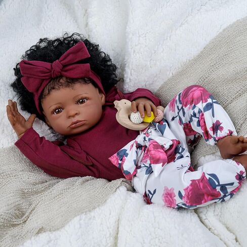 BABESIDE Lifelike Reborn Baby Dolls Daisy Black Girl - 20 بوصة جسم ناعم واقعي - دمى أطفال حديثي الولادة مصنوعة يدويًا من الحياة الحقيقية مع ملابس ولعبة هدية للأطفال في سن الأطفال in Kuwait