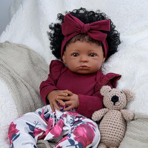 BABESIDE Lifelike Reborn Baby Dolls Daisy Black Girl - 20 بوصة جسم ناعم واقعي - دمى أطفال حديثي الولادة مصنوعة يدويًا من الحياة الحقيقية مع ملابس ولعبة هدية للأطفال في سن الأطفال in Kuwait