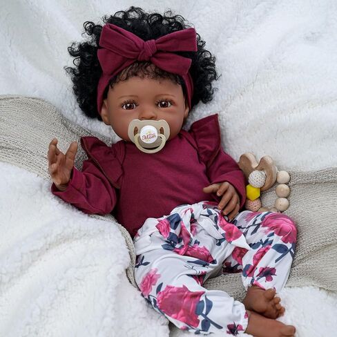 BABESIDE Lifelike Reborn Baby Dolls Daisy Black Girl - 20 بوصة جسم ناعم واقعي - دمى أطفال حديثي الولادة مصنوعة يدويًا من الحياة الحقيقية مع ملابس ولعبة هدية للأطفال في سن الأطفال in Kuwait