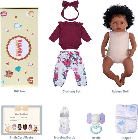 BABESIDE Lifelike Reborn Baby Dolls Daisy Black Girl - 20 بوصة جسم ناعم واقعي - دمى أطفال حديثي الولادة مصنوعة يدويًا من الحياة الحقيقية مع ملابس ولعبة هدية للأطفال في سن الأطفال in Kuwait