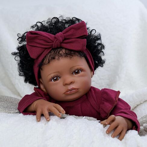 BABESIDE Lifelike Reborn Baby Dolls Daisy Black Girl - 20 بوصة جسم ناعم واقعي - دمى أطفال حديثي الولادة مصنوعة يدويًا من الحياة الحقيقية مع ملابس ولعبة هدية للأطفال في سن الأطفال in Kuwait