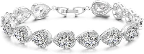 14K Gold Tear Drop Moissanite Bracelet for Women,Luxury Water Drop Gold Chain Charm Bracelet,Fashion Christmas Jewelry Gift for Her in Kuwait