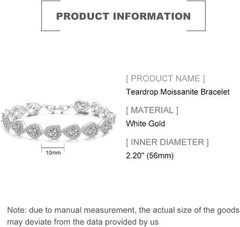 14K Gold Tear Drop Moissanite Bracelet for Women,Luxury Water Drop Gold Chain Charm Bracelet,Fashion Christmas Jewelry Gift for Her in Kuwait