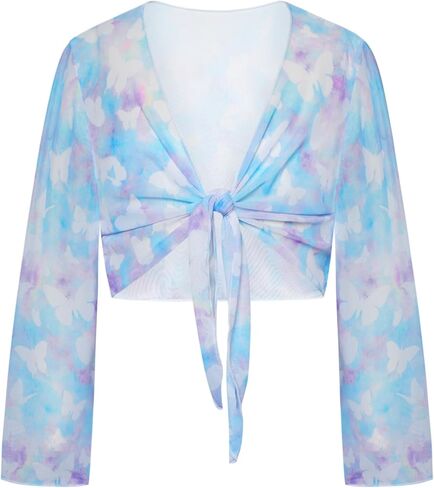 GRACE KARIN Girls 4 Piece Bathing Suit Taniki Swimsuit Tie Front Bikini Set with Kimono Cover Up 6-14 in Saudi Arabia