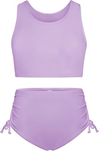 GRACE KARIN Girls 4 Piece Bathing Suit Taniki Swimsuit Tie Front Bikini Set with Kimono Cover Up 6-14 in Saudi Arabia