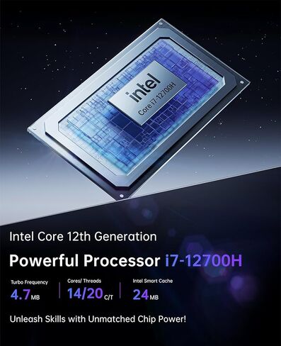 كمبيوتر STARSHIP للألعاب، i7-12700H حتى 4.7 جيجا هرتز، GeForce RTX 3060M 12 جيجا، كمبيوتر صغير للألعاب 32 جيجا DDR5 1 تيرابايت PCIe3.0*4 SSD، WiFi 6، BT5.2، كمبيوتر مكتبي مزدوج 2.5G LAN/8K شاشة ثلاثية/USB4/ عرض LCD/الشعار in Kuwait