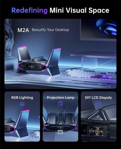 كمبيوتر STARSHIP للألعاب، i7-12700H حتى 4.7 جيجا هرتز، GeForce RTX 3060M 12 جيجا، كمبيوتر صغير للألعاب 32 جيجا DDR5 1 تيرابايت PCIe3.0*4 SSD، WiFi 6، BT5.2، كمبيوتر مكتبي مزدوج 2.5G LAN/8K شاشة ثلاثية/USB4/ عرض LCD/الشعار in Kuwait