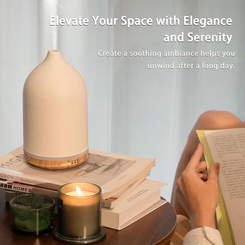 BOXING Black Essential Oil Diffuser for Home Large Room, 3 in 1 Aromatherapy Diffusers with 7 Colors of Night Light and Quiet for Bedroom, Timer, Stylish Ceramic for Gift Ideas, Auto Shut-Off, 100ML in Saudi Arabia