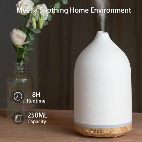 BOXING Black Essential Oil Diffuser for Home Large Room, 3 in 1 Aromatherapy Diffusers with 7 Colors of Night Light and Quiet for Bedroom, Timer, Stylish Ceramic for Gift Ideas, Auto Shut-Off, 100ML in Saudi Arabia