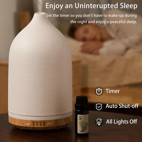 BOXING Black Essential Oil Diffuser for Home Large Room, 3 in 1 Aromatherapy Diffusers with 7 Colors of Night Light and Quiet for Bedroom, Timer, Stylish Ceramic for Gift Ideas, Auto Shut-Off, 100ML in Saudi Arabia