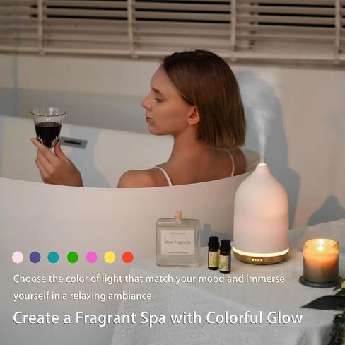 BOXING Black Essential Oil Diffuser for Home Large Room, 3 in 1 Aromatherapy Diffusers with 7 Colors of Night Light and Quiet for Bedroom, Timer, Stylish Ceramic for Gift Ideas, Auto Shut-Off, 100ML in Saudi Arabia