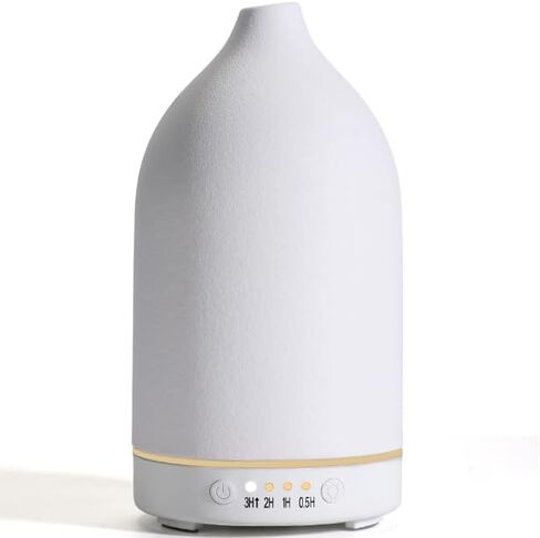 BOXING Black Essential Oil Diffuser for Home Large Room, 3 in 1 Aromatherapy Diffusers with 7 Colors of Night Light and Quiet for Bedroom, Timer, Stylish Ceramic for Gift Ideas, Auto Shut-Off, 100ML in Saudi Arabia