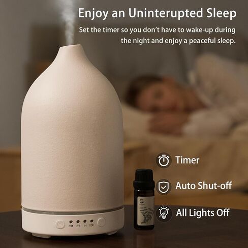 BOXING Black Essential Oil Diffuser for Home Large Room, 3 in 1 Aromatherapy Diffusers with 7 Colors of Night Light and Quiet for Bedroom, Timer, Stylish Ceramic for Gift Ideas, Auto Shut-Off, 100ML in Saudi Arabia