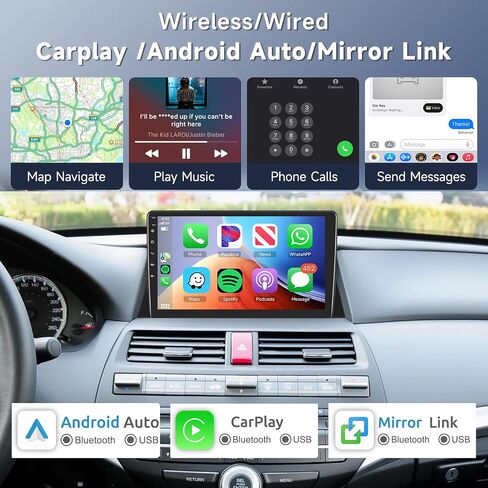 راديو 2G 64G لسيارة Honda Accord 2008-2013 Rimoody Android 13 Car Stereo Carplay Android Auto GPS Navigation WiFi 10.1 بوصة تعمل باللمس مرآة Link HiFi Bluetooth FM Radio SWC كاميرا احتياطية in Saudi Arabia