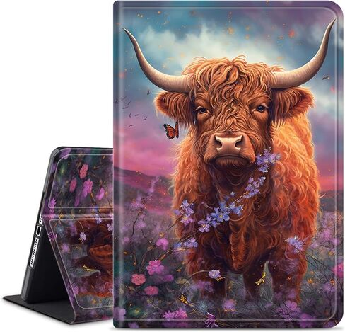 Case for 6" All-New Kindle(11th Generation 2024/2022 Release),Slim PU Leather Smart E-Reader Cases Covers with Auto Wake/Sleep for Kindle 2024 11th Gen e-Reader Release,Cute Highland Cow in Saudi Arabia