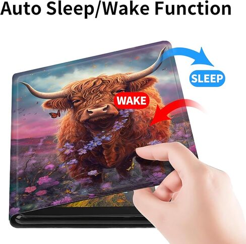 Case for 6" All-New Kindle(11th Generation 2024/2022 Release),Slim PU Leather Smart E-Reader Cases Covers with Auto Wake/Sleep for Kindle 2024 11th Gen e-Reader Release,Cute Highland Cow in Saudi Arabia