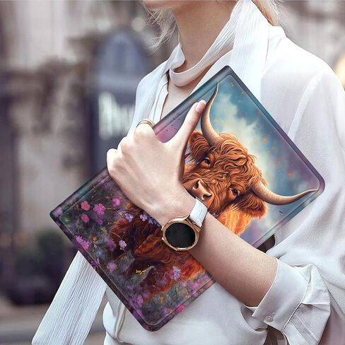 Case for 6" All-New Kindle(11th Generation 2024/2022 Release),Slim PU Leather Smart E-Reader Cases Covers with Auto Wake/Sleep for Kindle 2024 11th Gen e-Reader Release,Cute Highland Cow in Saudi Arabia
