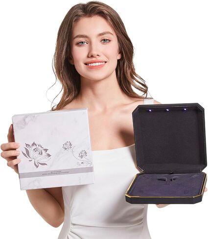 HSLFUAI Large Necklace Box, Necklace Gift Box with Led Light,Jewelry Box for Necklace,Jewelry Gift Box for Wedding, Birthday, Valentine' Day, Mother'S Day, Christmas in Kuwait