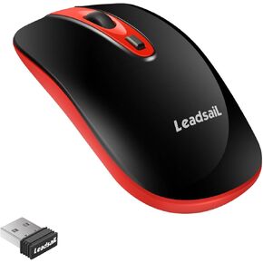 LeadsaiL Rechargeable Wireless Computer Mouse, 2.4G Portable Slim Cordless Mouse Less Noise for Laptop Optical Mouse with 5 Adjustable DPI Levels USB Mouse for Laptop, Deskbtop, MacBook