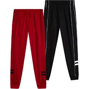 Boys' Jogger Pants - 2 Pack Soft Athletic Tricot Joggers for Boys - Cozy Active Boys Sweatpants (8-18)