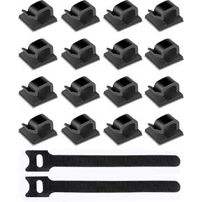 60 PCS Adhesive Cable Clips,10 PCS 6 Inches Reusable Cable Ties,Durable Strong Cable Wire Management for Car, Office and Home
