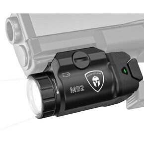 WARRIORLAND MB2 Compact Pistol Light, Fit for G17 /G19 /P365 /G3C /G2C /M&P 9 /Hellcat Pro/1911 and Other 60+ Handguns, 500-Lumen Universal Rail Mounted Tactical Weapon Light with LED, Power Indicator