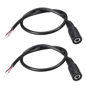 DC Power Cable DC Power Cord Female Connectors DC Pigtail Adapter Barrel Jack Socket Wire [for CCTV DVR LED Strip Light] - 4.0x1.7mm/3A/Black/2Pcs