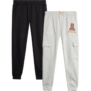 Real Love Girls' Sweatpants - 2 Pack Fleece Cargo & Basic Classic Jogger Sweatpants - Cozy Cargo Jogger Pants for Girls, 7-16 in Kuwait