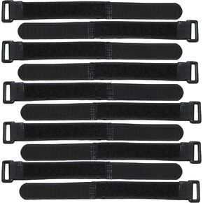 10 Pcs 8" Black Cable Ties - Wire Cord Fastening Straps, Reusable & Durable Hook and Loop Organization Securing Buckle Strap Covered with Nylon Webbing