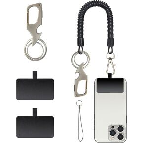 Anti Theft Phone Strap Phone Tether Lanyard with patch，Phone leash with 4 Phone Patch-2 Phone Tether，Phone Strap Compatible with Smartphone(Pack of 2, Black)
