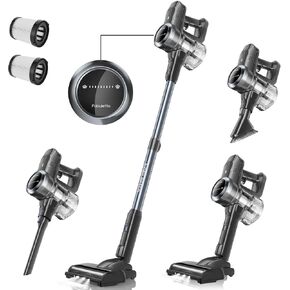FABULETTA Cordless Vacuum Cleaner with LED Display, Brushless Motor, Max 50 Mins Runtime with Detachable Battery, 6 in 1 Lightweight Stick Vacuum Cleaner for Home Hard Floor and Pet Hair (Black)