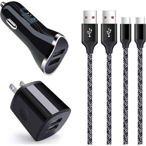 USB Type C Charger Cable for Moto Motorola G Power G Stylus G Play Pure 2024 Edge Razr G7 G8 G9 Plus Play One Z4 Z3 X4,Samsung S23 S22 S21 S20 S10e S10 S9,Car Charger Wall Adapter+Fast Charging Cord