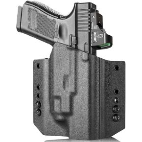 WARRIORLAND OWB Kydex Holster Optic Cut Compatible with Glock 17 G19 G44 G45 GEN 1-5 G23 G32 Gen 3-4 w/TLR-8 TLR-8A, Outside Waistband Carry Holster G19 TLR 8, Adj. Carry Position