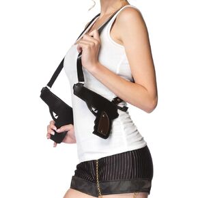 Leg Avenue Women's Double Gun Zipper Holster, Gangster Black, One Size