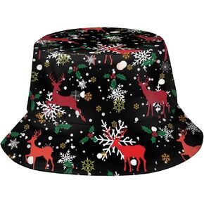Snowflake Bucket Hat Funny Fisherman Hat Print Beach Hat Packable Outdoor Travel Hat