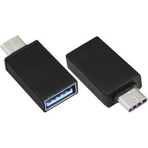Type C to USB 2.0 Adapter Aluminum Type C Male to USB A 2.0 Female Converter, On The Go (OTG) for Smartphone, Laptops,Mouse Keyboards, More USB and Type-C Devices(2 Pack-Black)